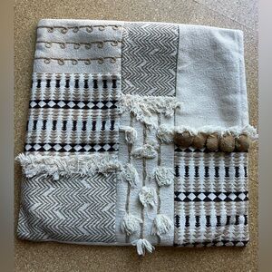 Pier 1 Pillow Cushion Cover Boho Natural Tan Brown (17 X 17 Inches)  Decor Dorm